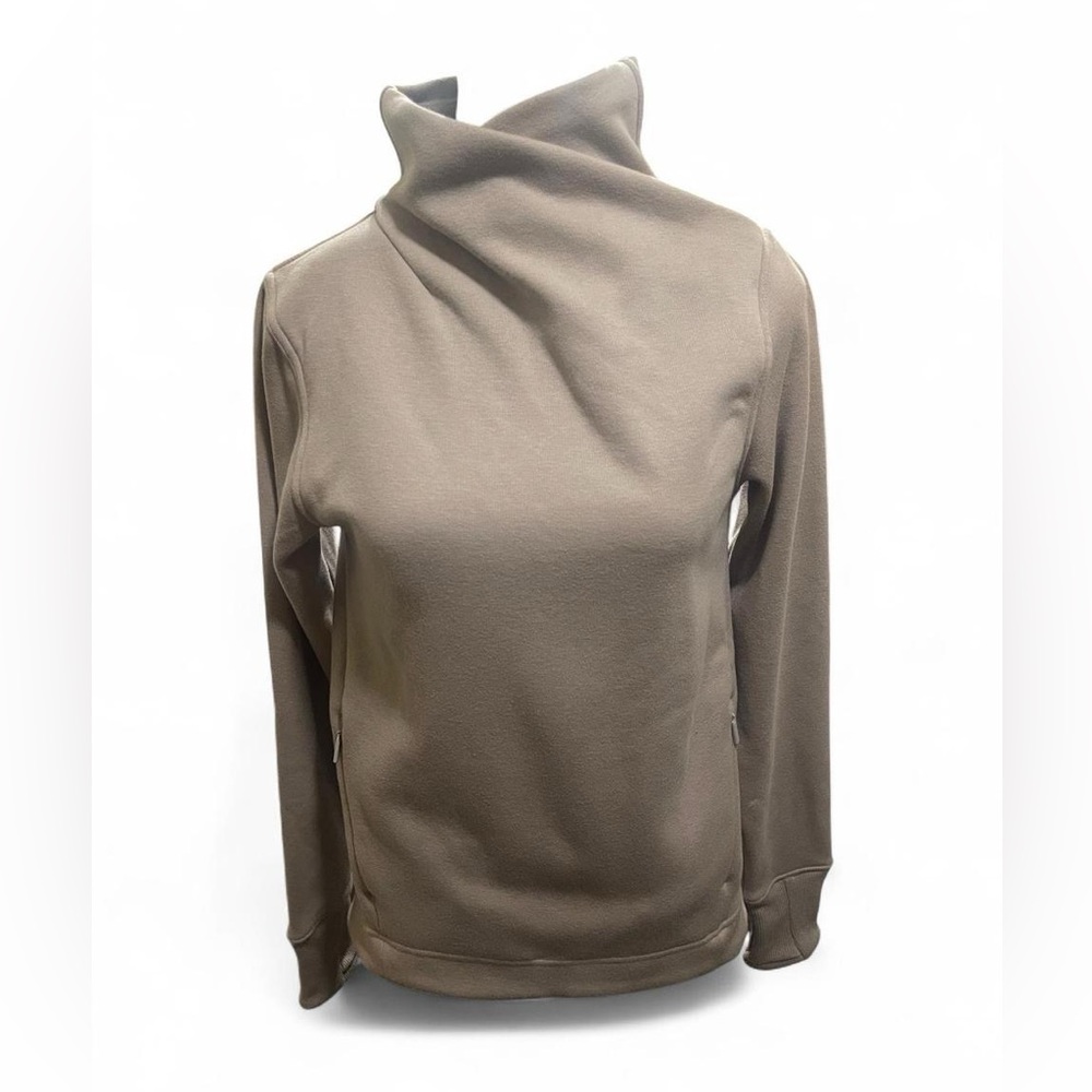 Athleta Cozy Karma Twist Neck Sweatshirt – Size XXS – Taupe Beige